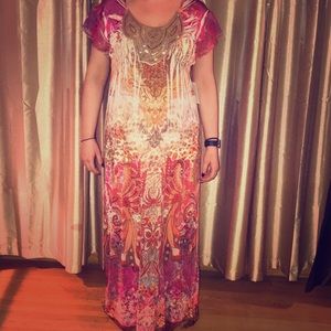 Pink 💖, orange 🍊, taupe & white ❕ maxi dress